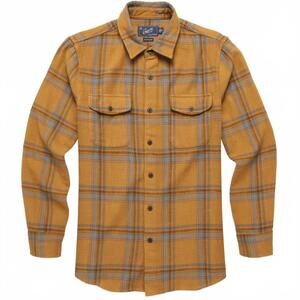 NEW GRAYERS men's vintage slub twill shirt in golden brown/blue